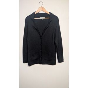 Peruvian Link‎ Alpaca Wool Knit Cardigan Black Button Front Jacket